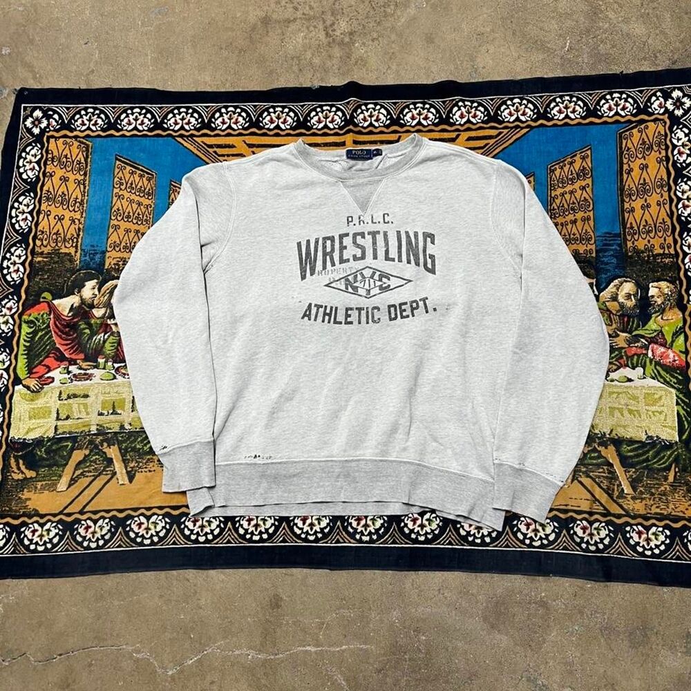 Polo Ralph Lauren grey crewneck sweatshirt Size XL wrestling americana athletic